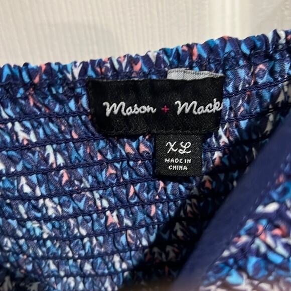 Mason & Mackenzie Shirred Bodice Fit & Flare Dress Size XL Blue, Pink & White - Picture 5 of 7